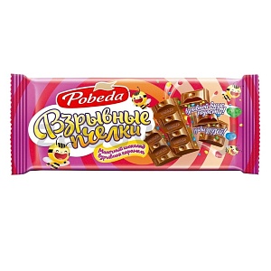 Шоколад молочный Pobeda «Взрывные пчелки», взрывн. карамель, 80 г