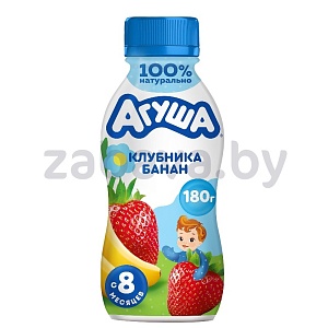 Йогурт «Агуша», клубника-банан, 2,7%, 180 г