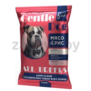 Корм Gentle Dog, мясо-рис, 600 г