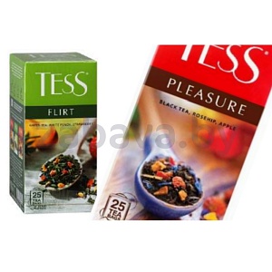 Чай Tess Pleasure/Flirt, черный/зеленый, 25 пакетиков