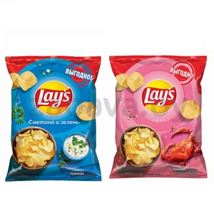 Чипсы рифленые Lay’s, краб или сметана-зелень, 225 г