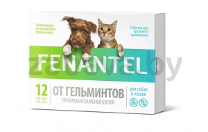 Антигельментик Fenantel для кошек и собак, 12 таблеток