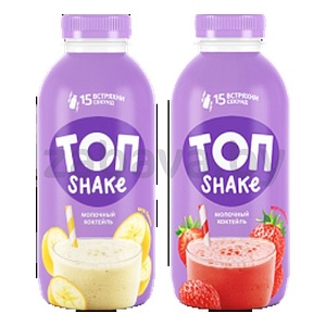 Коктейль молочный «Топ» Shake, 2%, 450 г, клубника или банан