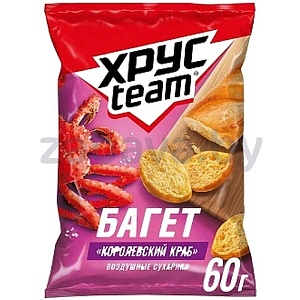 Сухарики «Хрусteam», багет, корол. краб, 60 г