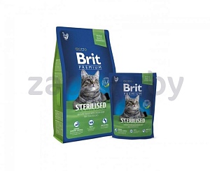 Корм Brit для взрослых стерилизованных кошек и кастрированных котов с курицей и печенью, 1,5 кг