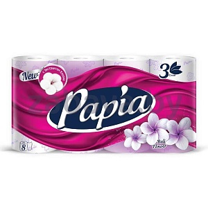 Бумага туалетная Papia Bali Flower, 3 слоя, 8 рулонов