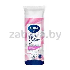 Ватные диски Aura Pure Cotton, 80 шт.