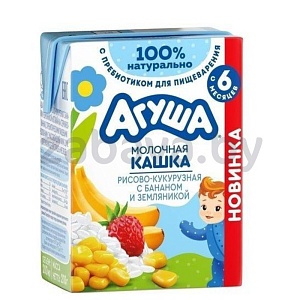 Каша молочная «Агуша», рисово-кукурузная, банан-земляника, 200 мл