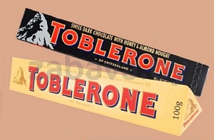 Шоколад Toblerone, мед-миндаль-нуга, молочный или темный, 100 г