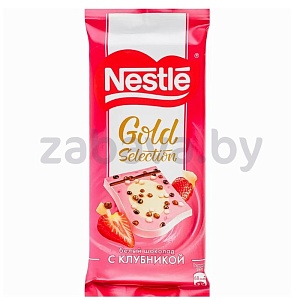Шоколад Nestle Gold Selection, бел. шок. с  клубникой, 85 г