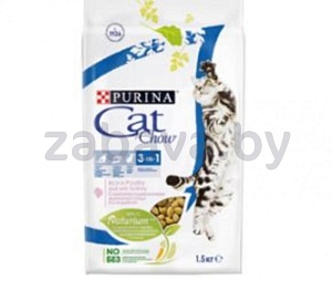 Сухой корм Cat Chow для кошек 3 в 1, 1,5 кг