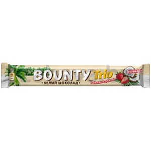 Батончик шоколадн. Bounty Trio, белый шоколад, клубника, кокос, 78 г