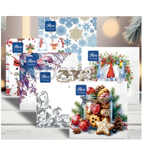 Салфетки Pero новогодние, 33×33 см, 20 шт., в ассорт.