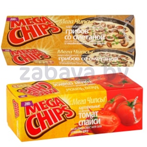 Чипсы Mega Chips грибы-сметана или томат спайси, 200 г
