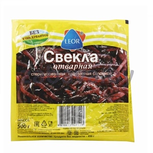 Свёкла отварная Leor, нарезанная соломкой, 500 г