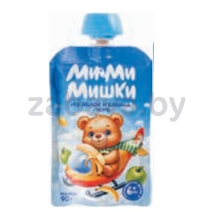 Пюре «Ми-ми-мишки», яблоко или яблоко-банан, 90 г