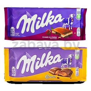 Шоколад Milka, вишня или карамель, 100 г