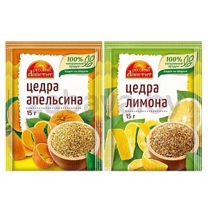 Цедра измельч. «Русский аппетит», 15 г, апельсин или лимон