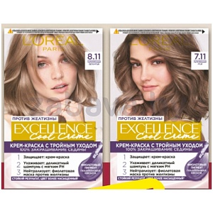 Краска для волос L'Oréal Excellence Cool Crème, 8.11/7.11