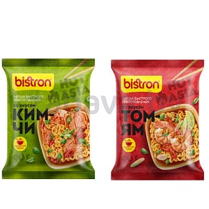 Лапша б/п Bistron, том ям или кимчи, 90 г