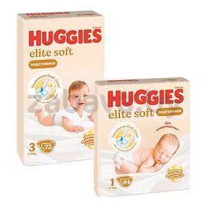 Подгузники детские Huggies Elite Soft, в ассорт.