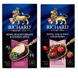 Чай Richard, royal blackcurrant & golden apple или royal goji & wild strawberry, 25 пак.