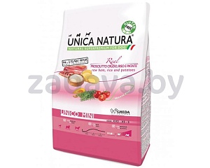 Корм Unica Natura Mini для собак мелких пород с ветчиной, рисом и картофелем, 800 г