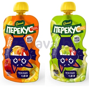 Пюре «Сочный перекус», 140 г, мультифрукт или яблоко-виноград