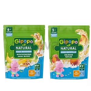 Каша молочн. Gipopo, мультизлак. банан-яблоко или овсян. с персик., 200 г