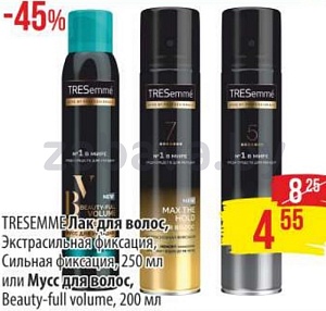 Лак или мус для волос Trezemme, 250/200 мл