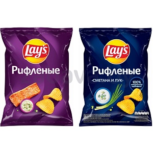 Чипсы Lay`s, сметана и лук/лосось в слив. соусе, 140 г