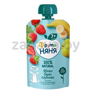 Десерт «Фруто Няня», яблоко-банан-клубника, 90 г