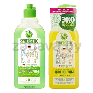 Гель для мытья посуды Synergetic, 500 мл, лимон/яблоко