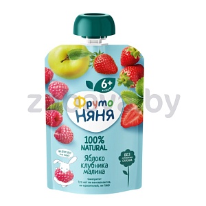 Десерт из яблок, клубники и малины «Фруто Няня», 90 г