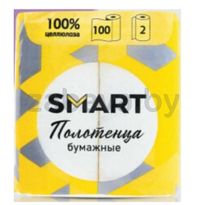 Полотенца бумажные Smart, 2-слойные, белые, 2 рулона