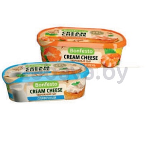 Сыр мягкий Bonfesto Cream Cheese, сливочн./креветки-зелень, 140 г