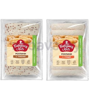Роллини «Бабушка Аня», из теста филло, с филе птицы/грибами, п/ф, замор., 400 г