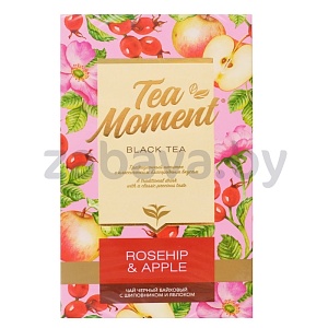 Чай черный Tea Moment, клубника-персик, 100 г