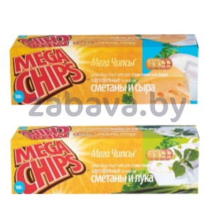 Чипсы Mega Chips, сметана и лук или сметана и сыр, 100 г