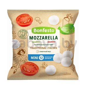 Сыр Mozzarella Mini Bonfesto, мягкий, 12 шариков, 45%, 100 г