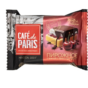 Пирожное творожн. Cafe de Paris, с вафлей, вишня, 100 г