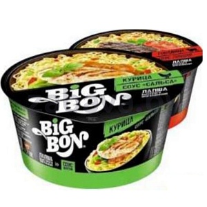 Лапша б/п Big Bon, курица-соус сальса или говядина-томат-базилик, 85 г