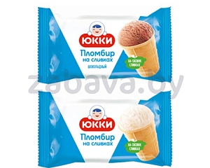 Мороженое «Юкки» «Пломбир на сливках», ванильн./шок., 75 г
