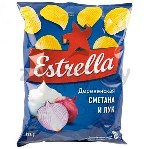 Чипсы Estrella, сметана и лук, 125 г