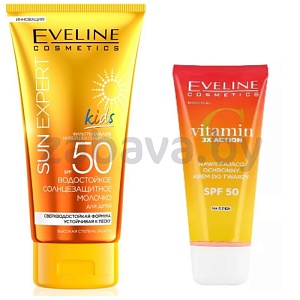 Молочко детск. или крем для лица Eveline солнцезащ., SPF 50, 150/30 мл