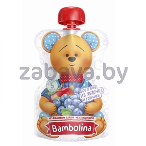 Пюре Bambolina, яблоко-голубика, 100 г