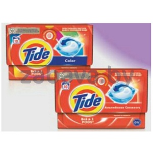 Капсулы для стирки Tide Color или альпийская свежесть, 10 шт.