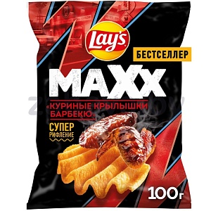 Чипсы картофельные Lay's Max, вкус куриные крылышки барбекю, 100 г