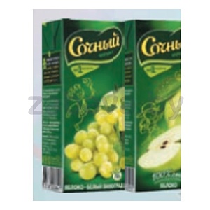 Сок/нектар «Сочный», яблоко или яблоко-белый виноград, 0,2 л