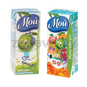 Сок/нектар детский «Мой» яблочный/мультифрукт, 200 мл